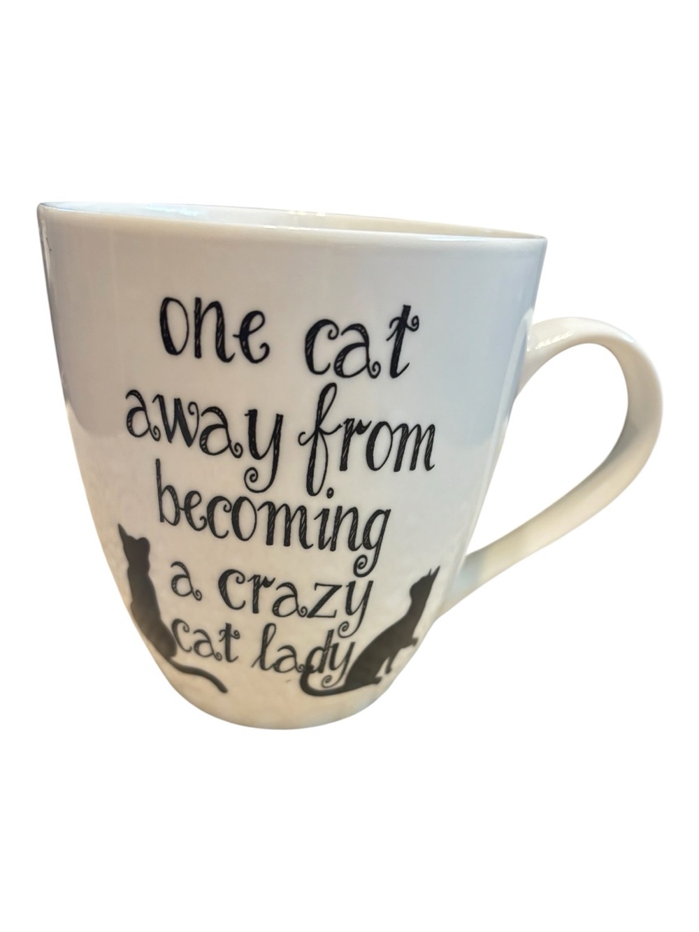 Pfaltzgraff White Ceramic Cat Quote Mug with Black Silhouettes like new